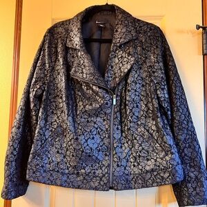 Lane Bryant Black Shinny Lace Motorcycle Style Jacket NWOT size 18